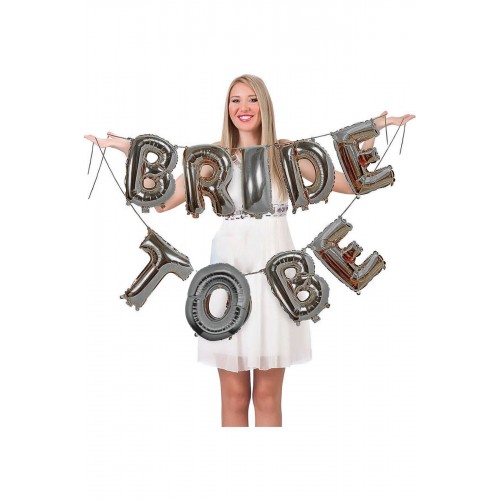 Gümüş Bride To Be Harf Folyo, Balon Bekarlığa Veda Partisi