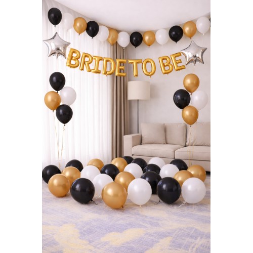 Gold Altın Bride To Be Yıldız Folyo Balon Süsleme Seti Mekan Oda Bekarlığa Veda Partisi Malzemeleri