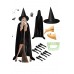 Halloween 120cm Kapşonlu Pelerin Cadı Şapka+Burun+Çene+Tırnak+Diş 6 Parça Kostüm Set Halloween 120cm Kapşonlu Pelerin Cadı Şapka+Burun+Çene+Tırnak+Diş 6 Parça Kostüm Set