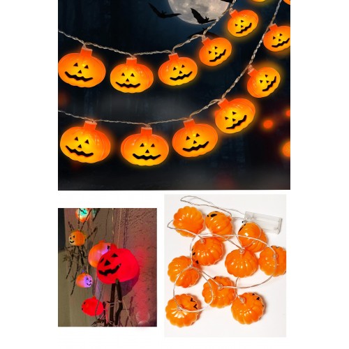 Halloween Cadılar Bayramı Bal Kabağı Şeklinde Rengarenk Led Işık Lamba Halloween Dekoratif Süs 2,5m