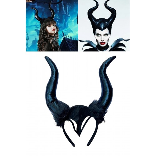 Halloween Malefiz Boynuz Taç, Cadılar Bayramı Maleficent Kostüm Taç Aksesuar 27x19 Cm