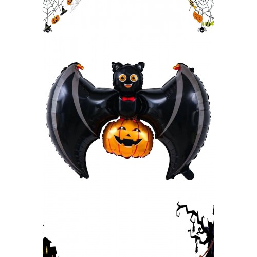 Halloween Yarasa, Balkabağı Folyo Balon, Cadılar Bayramı Parti Süsleme Dekoratif 103x60cm Balon