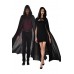 Kapuşonlu Siyah Pelerin Yetişkin Çocuk 120cm Halloween Cellat Şeytan Vampir Cadı Kostüm Pelerin