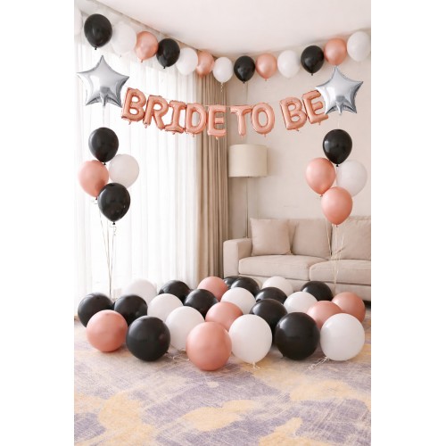 Rose Gold Bride To Be Yıldız Folyo Balon Süsleme Seti Mekan Oda Bekarlığa Veda Partisi Malzemeleri