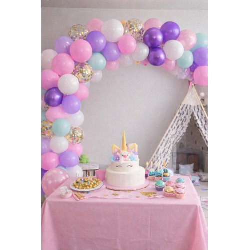 Unicorn Veya Deniz Kızı Konsept Doğum Günü Konfetili Balon Zinciri Süsleme Seti