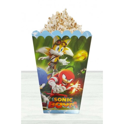 8 Adet Sonic Boom Temalı Mısır Popcorn Kutusu Süper Sonik 11,5x7,5  cm