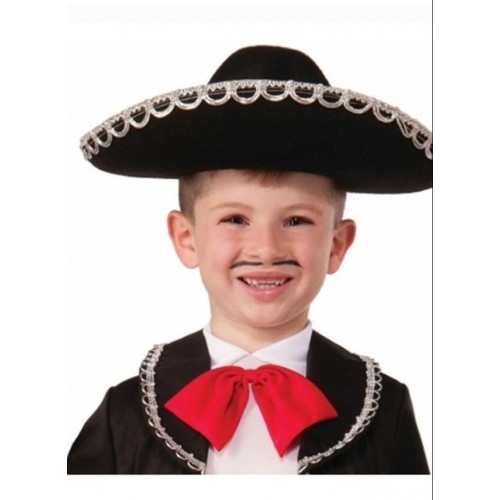  Çocuk Meksika Şapkası Gümüş Renk Şeritli Ispanyol Mariachi Latin Şapkası 55 cm