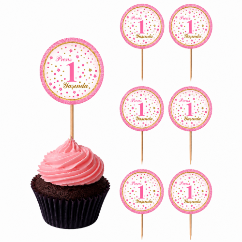 Prenses 1 Yaş Cupcake Kürdan Süsü 20 Adet Pembe Doğum Günü Parti Dekoru Prenses 1 Yaş Cupcake Kürdan Süsü 20 Adet Pembe Doğum Günü Parti Dekoru