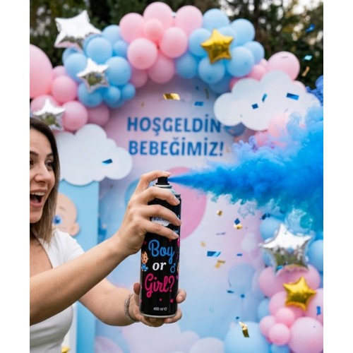 Cinsiyet Belirleme Spreyi Mavi Duman Gender Reveal Baby Shower Kız mı Erkek mi Parti Spreyi 450ml Cinsiyet Belirleme Spreyi Mavi Duman Gender Reveal Baby Shower Kız mı Erkek mi Parti Spreyi 450ml