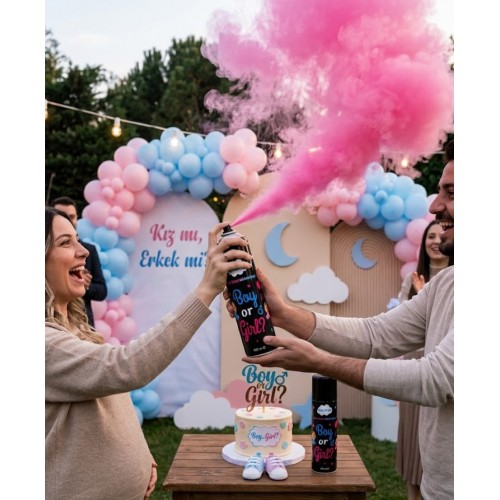 Cinsiyet Belirleme Spreyi Pembe Duman Gender Reveal Baby Shower Kız mı Erkek mi Parti Spreyi 450ml Cinsiyet Belirleme Spreyi Pembe Duman Gender Reveal Baby Shower Kız mı Erkek mi Parti Spreyi 450ml