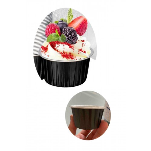 50'li Siyah Muffin Kek Kalıbı Fırında Dağılmayan Karton Cupcake Kapsülü Yetişkin Dogum Günü Konsept