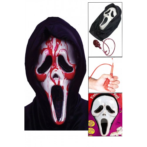 Halloween Özel Kan Efektli Çığlık Maske, Cadılar Bayramı Scream Korkunç Kanayan Çığlık Maske 45x27cm