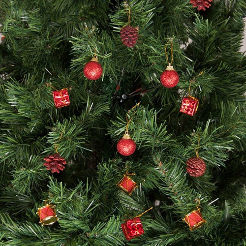 24 Parça Kırmızı Yılbaşı Çam Ağacı Süsü Yılbaşı Süsleme Seti