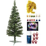 60 cm Yılbaşı Çam Ağaç Seti ve Yılbaşı Süsleri Paketi , Yılbaşı Işığı, Kar Spreyi