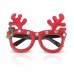 Yılbaşı Taşlı Peluş Geyik Boynuzlu Kırmızı Gözlük Noel Parti Gözlüğü
