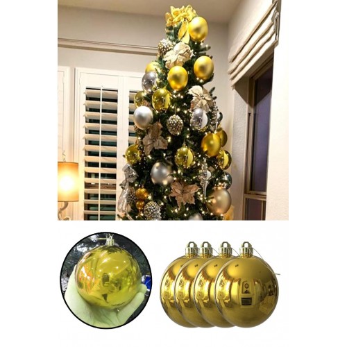 6 Adet Büyük Boy Gold Yılbaşı Çam Ağaçı Süsü Yeni Yıl Noel Dekor Parlak Cici Top Süs 6cm