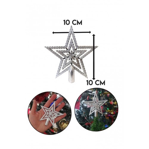 10cm Gümüş Gri Yılbaşı Çam Ağaçı Gümüş Tepe Yıldızı Yeni Yıl Metalik Tepe Süsü Yıldız 10cm Gümüş Gri Yılbaşı Çam Ağaçı Gümüş Tepe Yıldızı Yeni Yıl Metalik Tepe Süsü Yıldız