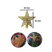 10cm Yılbaşı Çam Ağaçı Altın Gold Tepe Yıldızı Yeni Yıl Metalik Tepe Süsü Yıldız