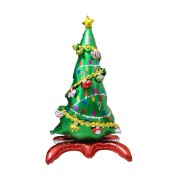 1 Ad. Yılbaşı Ağaç Folyo Balon 120x58 Cm Yeni Yıl Dekor Ayakta Duran Büyük Boy Ağaç Balon Süsleri