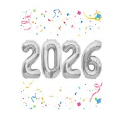 2026 Yılbaşı Balonu 100 Cm Gümüş Silver Büyük Boy Folyo Rakam Balon Seti Yeni Yıl Dekoratif Süsler