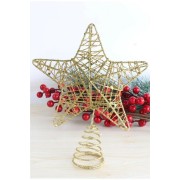  20 Cm Yılbaşı Çam Ağaçı Gold Parlak Metal 3d Altın Tepe Yıldızı Noel Ağaç Kabarık Tepelik Süsü