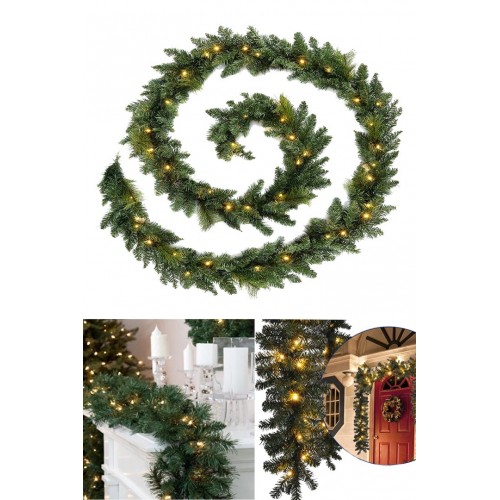 270cm Işıklı Garland Büyük Boy Yılbaşı Ağaç Çam Dalı Dekoratif Ledli Günışığı Yeni Yıl Dekor Süsleri