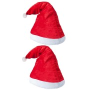 2 Adet Çocuk Yetişkin Kırmızı Polar Noel Baba - Anne Şapkası Beyaz Ponponlu Yılbaşı Şapka Christmas