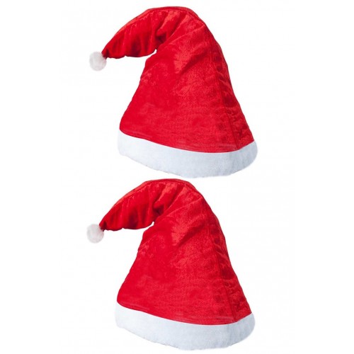 2 Adet Çocuk Yetişkin Kırmızı Polar Noel Baba - Anne Şapkası Beyaz Ponponlu Yılbaşı Şapka Christmas