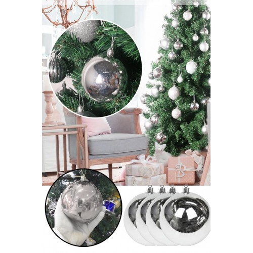 4'lü 10cm Yılbaşı Gümüş Çam Ağaçı Top Süs Büyük Boy Yeni Yıl Noel Dekoratif Parlak Cici Top Süs 4'lü 10cm Yılbaşı Gümüş Çam Ağaçı Top Süs Büyük Boy Yeni Yıl Noel Dekoratif Parlak Cici Top Süs