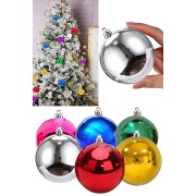  6 Adet Büyük Boy Renkli Yılbaşı Çam Ağaçı Süsü Yeni Yıl Noel Dekor Parlak Cici Top Süs 6cm