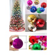 6'lı 8 Cm Renkli Yılbaşı Çam Ağaçı Süsü Parlak Büyük Boy Cici Top Süs Yeni Yıl Cam Ağaçı Topu