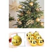 6'lı 8 Cm Yılbaşı Gold Çam Ağaçı Süsü Altın Parlak Büyük Boy Cici Top Süs Yeni Yıl Cam Ağaçı Topu