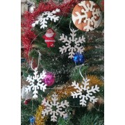 6'lı Gümüş Kar Tanesi Simli Eva Yılbaşı Çam Ağacı Dekorasyon Süs Yeni Yıl Hediye Süsü 7cmx7cm