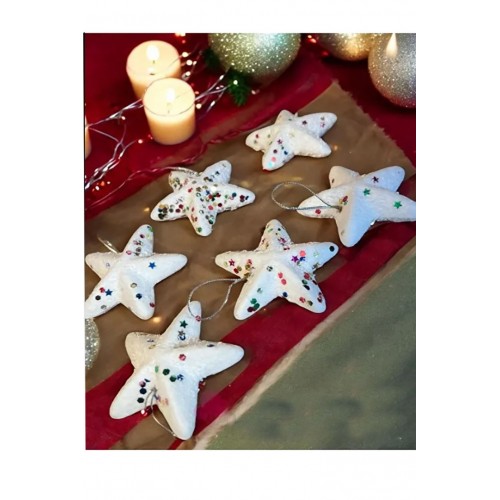 6'lı Yılbaşı Ağacı Süsü Beyaz Yıldız Köpük Süs 5 Cm Noel Süsü Beyaz Çam Ağacı Süsü 6'lı Yılbaşı Ağacı Süsü Beyaz Yıldız Köpük Süs 5 Cm Noel Süsü Beyaz Çam Ağacı Süsü