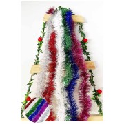 6lı Yılbaşı Çam Ağacı Süsü Gümüş, Kırmızı, Fuşya, Beyaz, Mavi, Yeşil Ağaç Tinsel Garland 2mtx5cm Sim