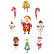 9'lu Yılbaşı Noel Baba, Çam Ağaçı, Çan, Kar Adam Baston Geyik Folyo Balon Seti Dekorasyon Yeni yıl