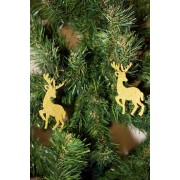 Gold Altın Keçe Geyik Yılbaşı Ağaç Süs Simli Eva Ağaç ve Hediye Süsü 6lı