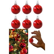 Kırmızı 6lı Yılbaşı Top Süs 4cm Çam Ağacı Süsleri Noel Dekorasyon Cici Top Altın Sarısı Süsleme