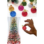 Renkli Parlak Desenli 6lı Yılbaşı Top Süs 4cm Çam Ağacı Süsleri Noel Dekorasyonu Cici Top Süsleme