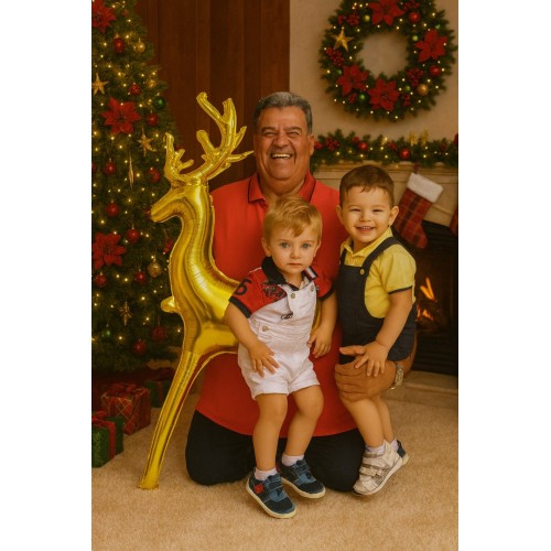 Yılbaşı Büyük Boy Ayaklı Gold Geyik Folyo Balon Süsleme Yeni Yıl Yılbaşı Dekorasyon Süs 122*83 cm