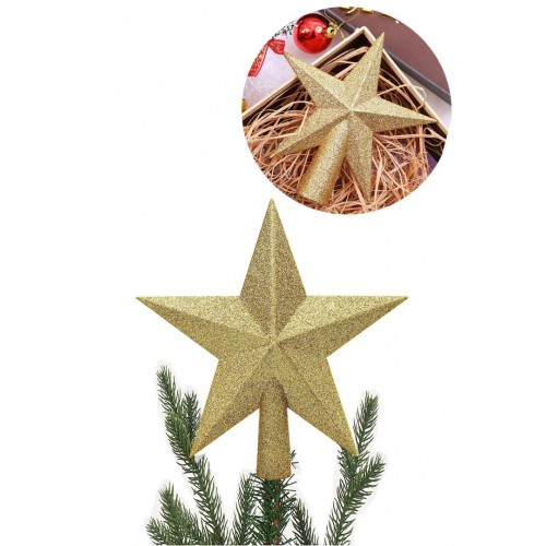 Yılbaşı Çam Ağacı Tepe Süsü 3d Kabarık Altın Simli Yıldız Tepelik Süs 19 Cm Yılbaşı Çam Ağacı Tepe Süsü 3d Kabarık Altın Simli Yıldız Tepelik Süs 19 Cm