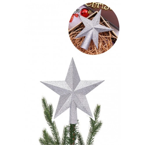 Yılbaşı Çam Ağacı Tepe Süsü Parlak Gümüş Kabarık 3d Yıldız Tepelik Süs 17 cm Yılbaşı Çam Ağacı Tepe Süsü Parlak Gümüş Kabarık 3d Yıldız Tepelik Süs 17 cm