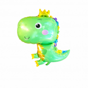 Sevimli Taçlı Dinozor Folyo Balon, Çocuk Doğum Günü Dino Konsept Parti Balonu 79cm