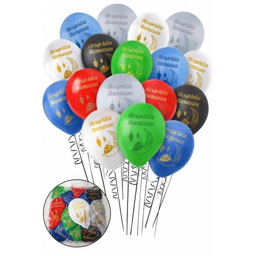 100 Lü Hoşgeldin Ramazan Baskılı Balon, Ramazan Bayramı Dini Islami Bayram Kutlama Balon Süsleme 100 Lü Hoşgeldin Ramazan Baskılı Balon, Ramazan Bayramı Dini Islami Bayram Kutlama Balon Süsleme