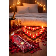 10 Kalpli Tealight Romantik Yer Mum + 350 Kuru Gül Yaprağı Romantik Süs Sevgiliye Sürpriz