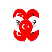 12 Adet Bayrak Balon Türk Bayraklı Ve Atatürk Baskılı Balon 23 Nisan 19 Mayıs Balon Süslemeleri