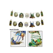 1 Adet Ramazan Bayramı Dekoratif Uzar Süs Lacivert Yeşil Asorti Banner Yıldız Cami Kandil Tema 140Cm