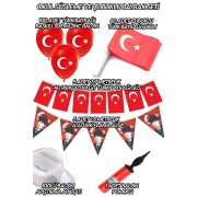 23 Nisan Süsleri Okul Kreş Süsleme Seti Türk Bayrağı Balon Çubuklu Bayrak 19 Mayıs 29 Ekim Set
