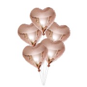 5 Adet Rose Gold Folyo Kalpli Uçan Kalp Balon 45cm(bakır) Romantik 14 Şubat, Evlilik Teklifi Sürpriz