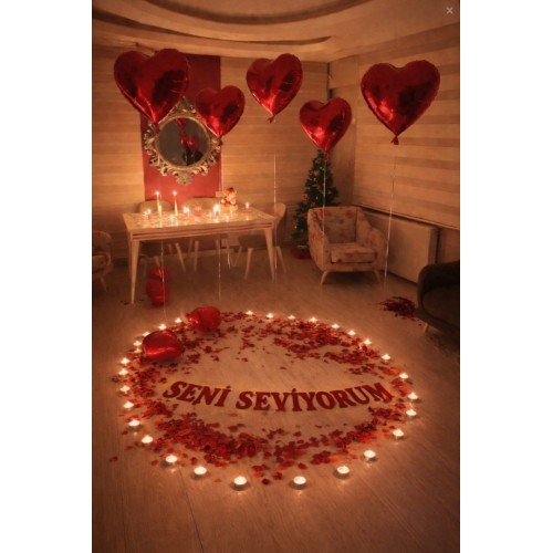 Evlilik Yıldönümü Sürprizi Romantik Yıl Dönümü Set 14 Şubat Evlenme Teklifi Kalp Mum, Folyo Balon Evlilik Yıldönümü Sürprizi Romantik Yıl Dönümü Set 14 Şubat Evlenme Teklifi Kalp Mum, Folyo Balon